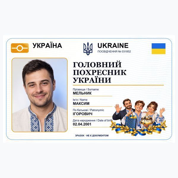 Посвідчення &laquo;Головний похресник україни&raquo; 04031852 фото