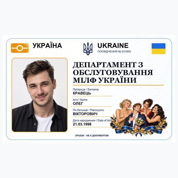 Посвідчення &laquo;Департамент з обслуговування мілф україни&raquo; 04031855 фото