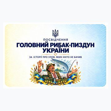 Посвідчення &laquo;Головний рибак-пиздун України&raquo; 040190 фото