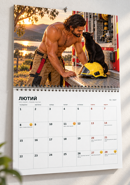Календар на 2027 рік Австралійські пожежники з котиками 080003 фото