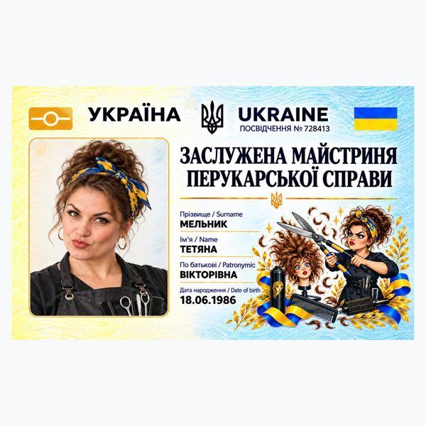 Посвідчення &laquo;Заслужена майстриня перукарської справи&raquo; 040260 фото